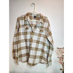 Patagonia Organic‎ Cotton Flannel Shirt XL Plaid Button-Up Yellow Brown